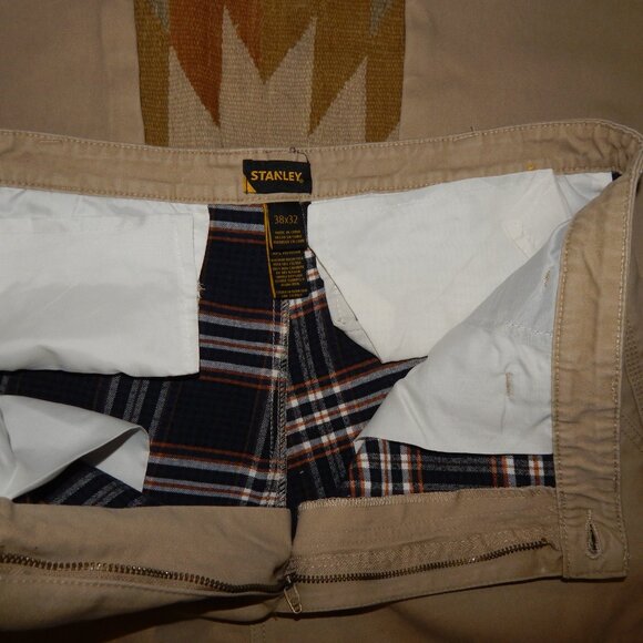 Stanley 38 x 32 (measure 31) Tan 100% Cotton Shell - Flannel Lined Cargo Pants - Picture 3 of 7